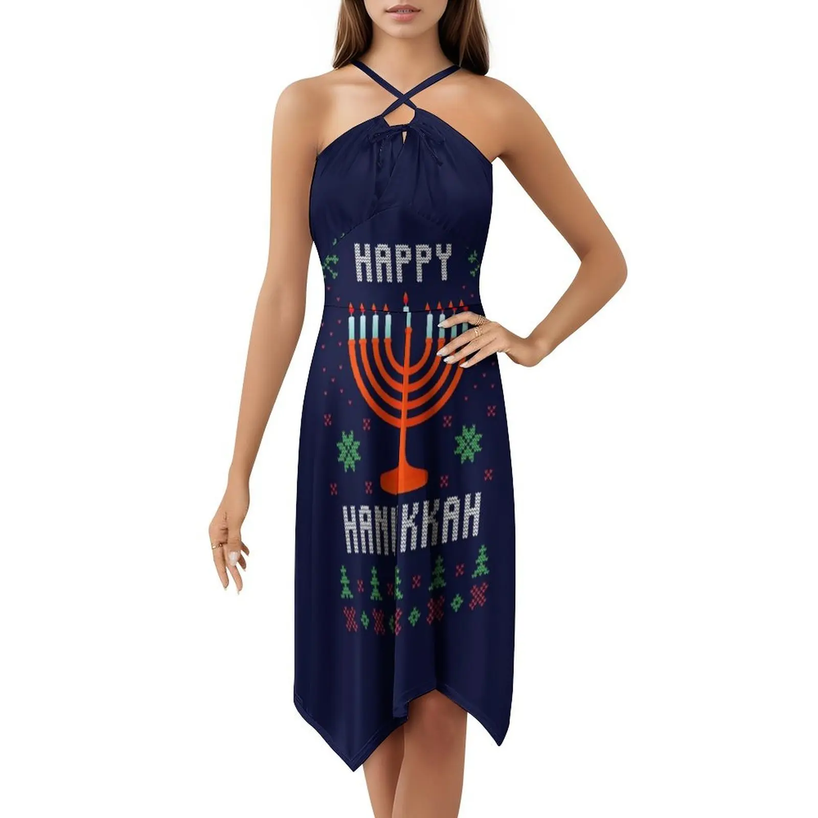 해피 하누카 2020 여성용 프레피 스타일 미니 드레스 A라인 루즈핏 캐주얼 데이 드레스 해피 하누카 하누카 크리스무카