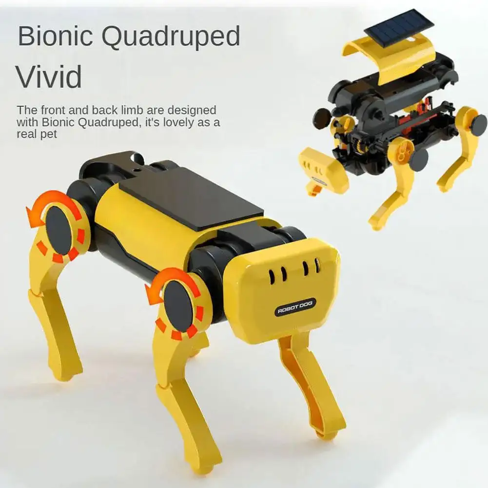 Solar Powered Electric Mechanical Dog Smart Robot Science Technolog Assembly DIY Toys Educational Intellectual Kids Develop H7F0