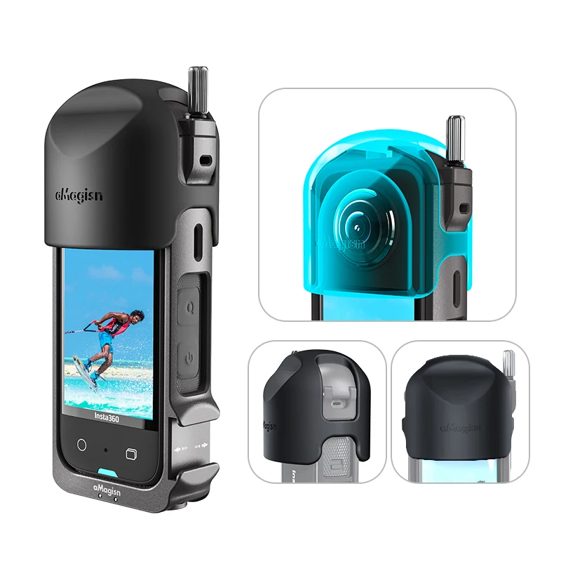 สําหรับ Insta360 X3 Panoramic กล้องกีฬาอลูมิเนียมกรอบป้องกันขยายกรงกระต่ายวงเล็บเลนส์ Guard Cap อุปกรณ์เสริม