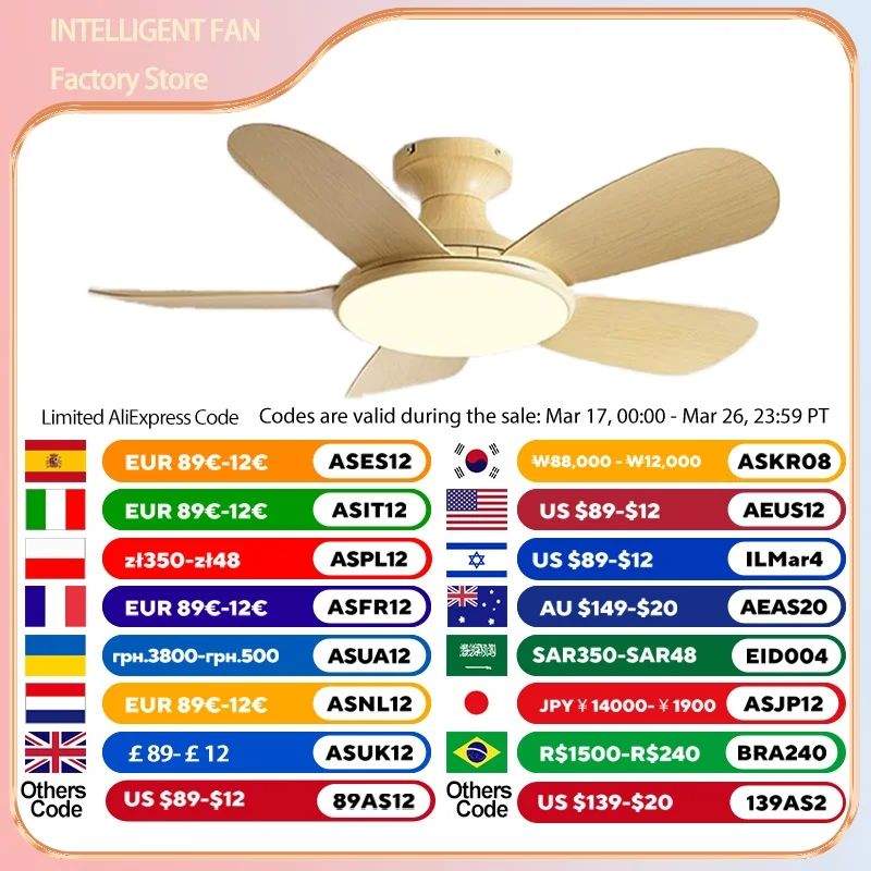 Modern Ceiling Fans with Remote Control and Low Floor DC Motor for Energy Saving Simple Home Fan 110-220V