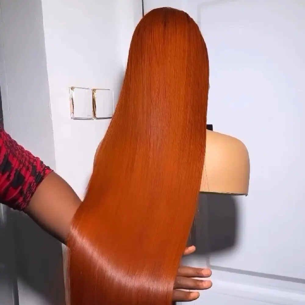 

13X4 Glueless Lace Front Human Hair Wig Straight HD Transparent Lace Frontal Wig #350 Colored Ginger Brazilian Human Hair Wig