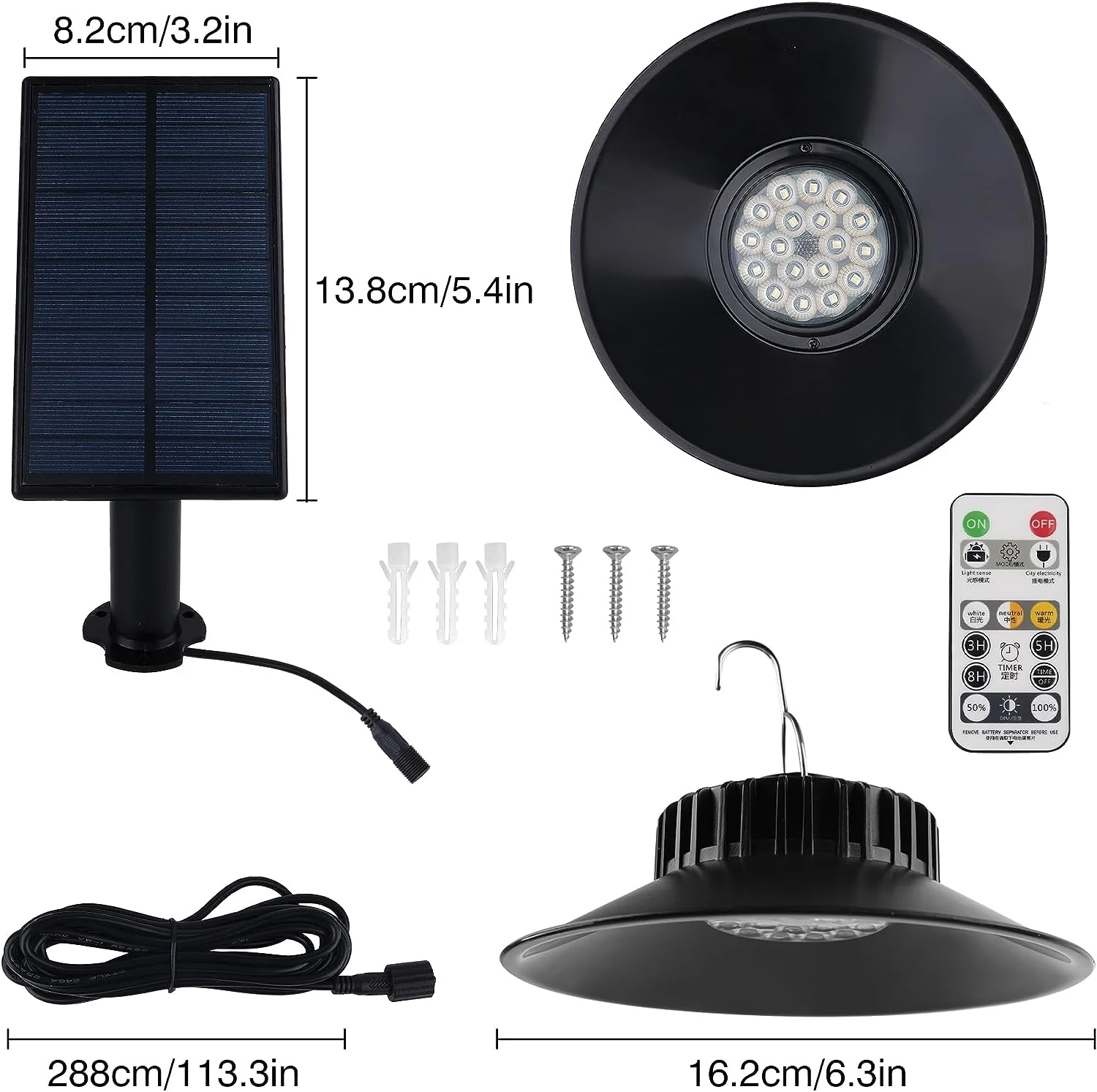 Imagem -05 - Luz Solar do Pendente com Controle Remoto Exterior Interior Lâmpada Candelabro Ip65 Galpão Cores 1pc Pcs