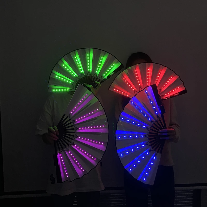 10-Zoll-LED-Faltfächer für Party, RPG, Lolita, Tanz, Bühnenaufführung, Nachtclub-Zubehör, LED-Handfächer, leuchtender fluoreszierender Fächer – Detail 9