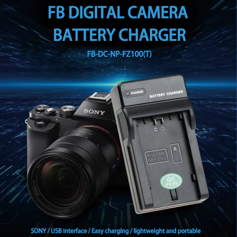 FB NP-FZ100(T) Single Slot Lightweight Portable USB Port Digital Camera Battery Charger for SONY NP-FZ100