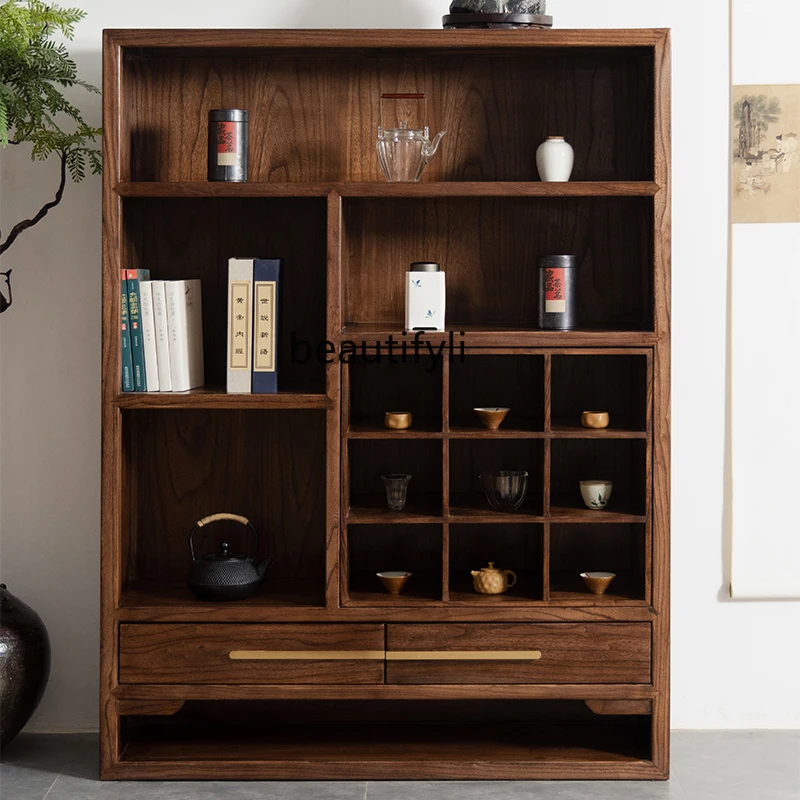 Bogu shelf solid wood bookcase display cabinet short Duobao Pavilion tea room teapot storage cabinet