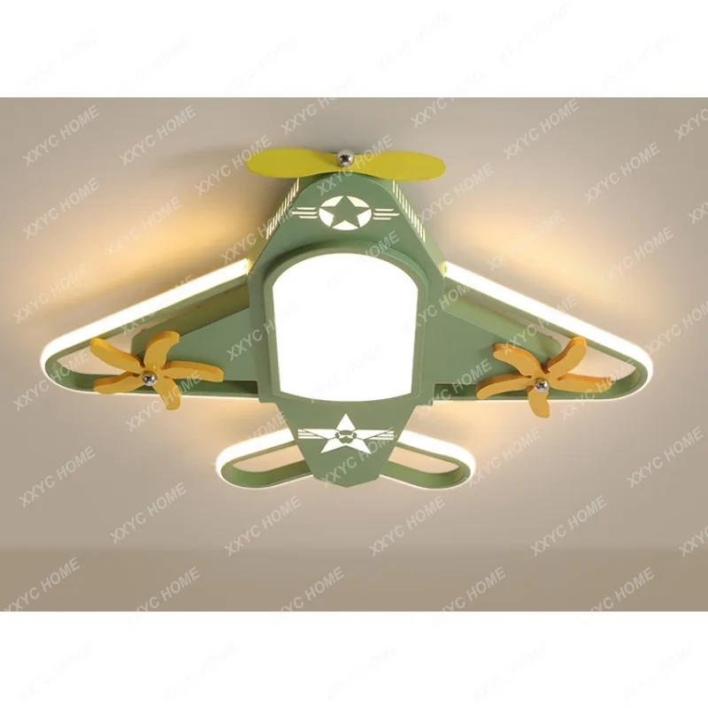 Full Spectrum Children's Room Aircraft Ceiling Light Boy with Fan Intelligent Eye Protection