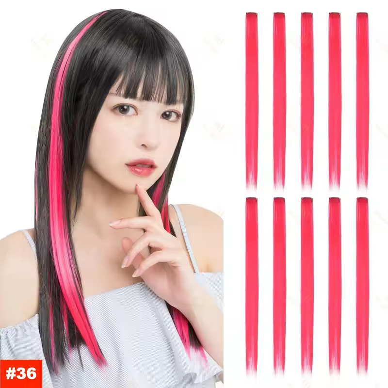 22Inch Synthetic Long Straight Clip In Hair Extensions High Temperature Hairpieces Rainbow Colors Hair Accessories for Women - Image 21