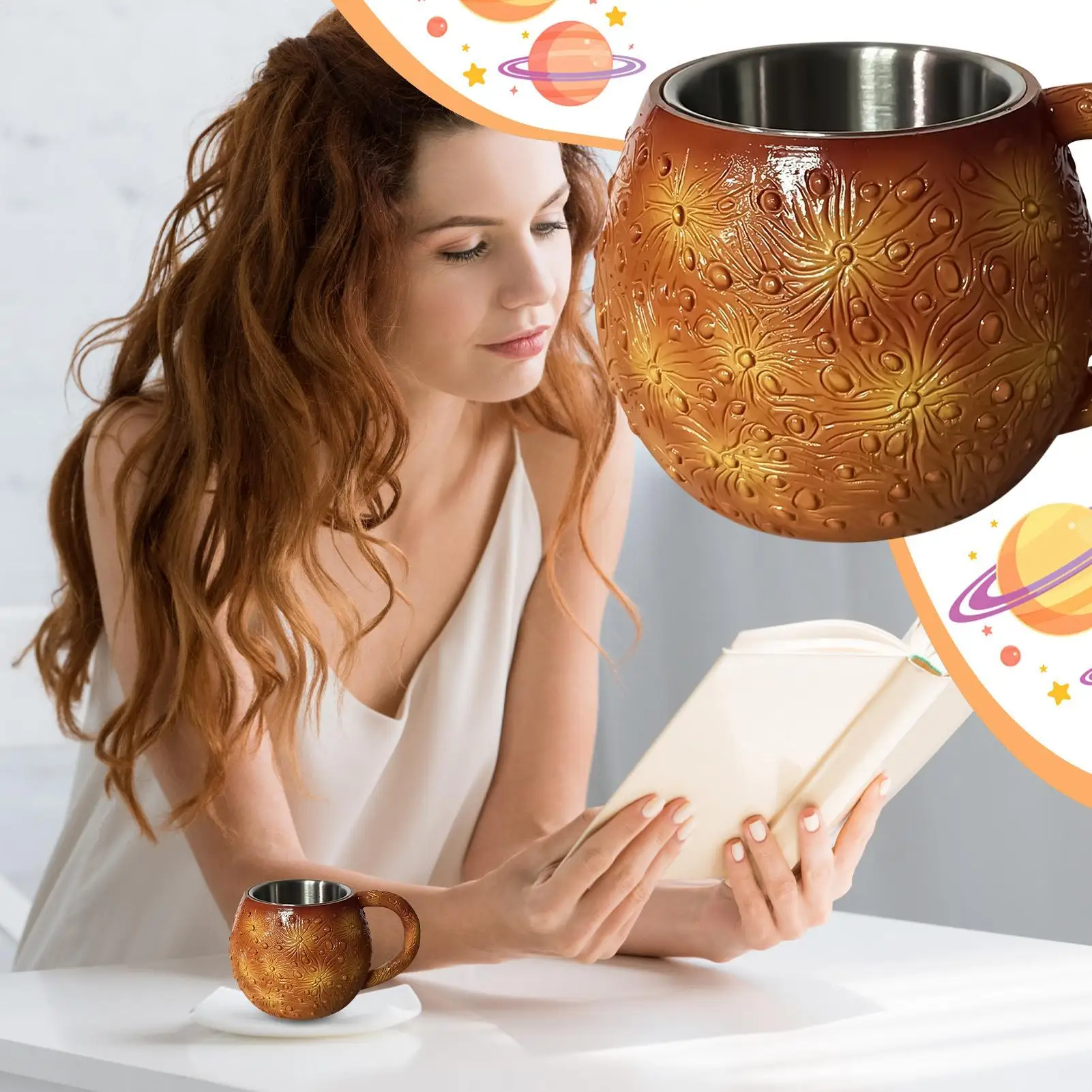 Interstellar Cosmic Resin Coffee Mugs Celestial Shaped Cups Collection Moon Mars Jupiter Saturn Neptune Uranus Unique Mug Design