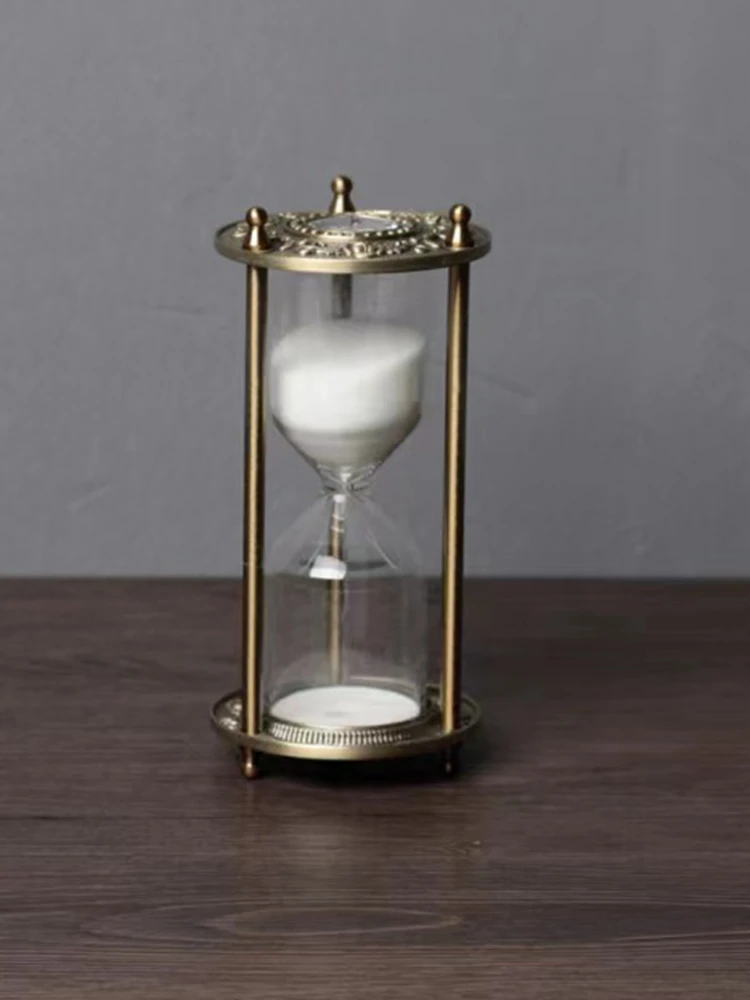 Creative Hourglass Timer High-end Home Decoration Ornament Metal Crafts Gift Ornament Photography Props