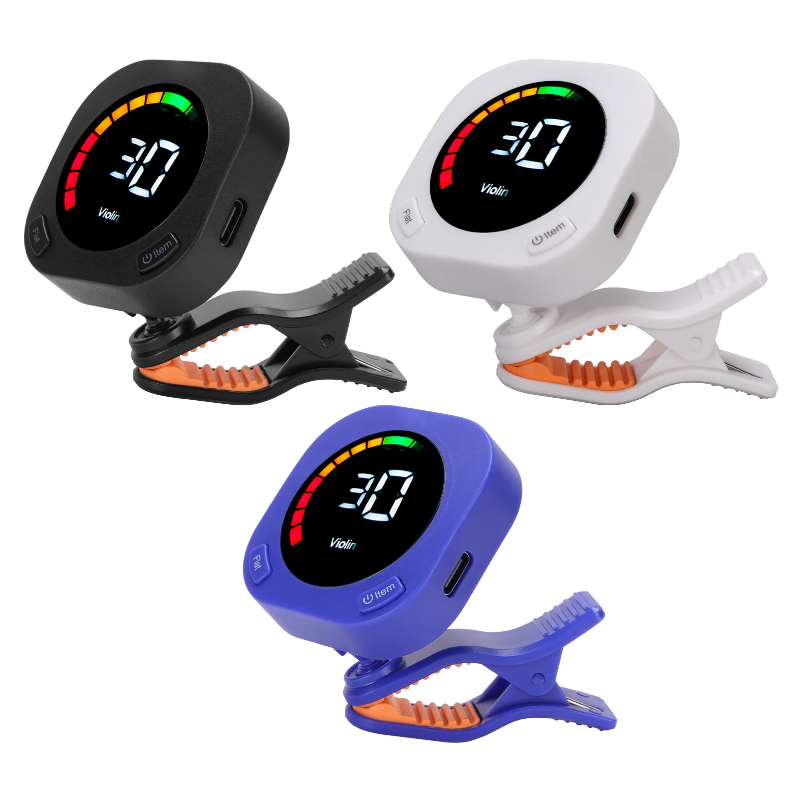 Guitar Tuner Clip On Portable Guitar Tuner with Rotating Clip Color Screen Rechargeable Universal Stringed Instrument Accessorie