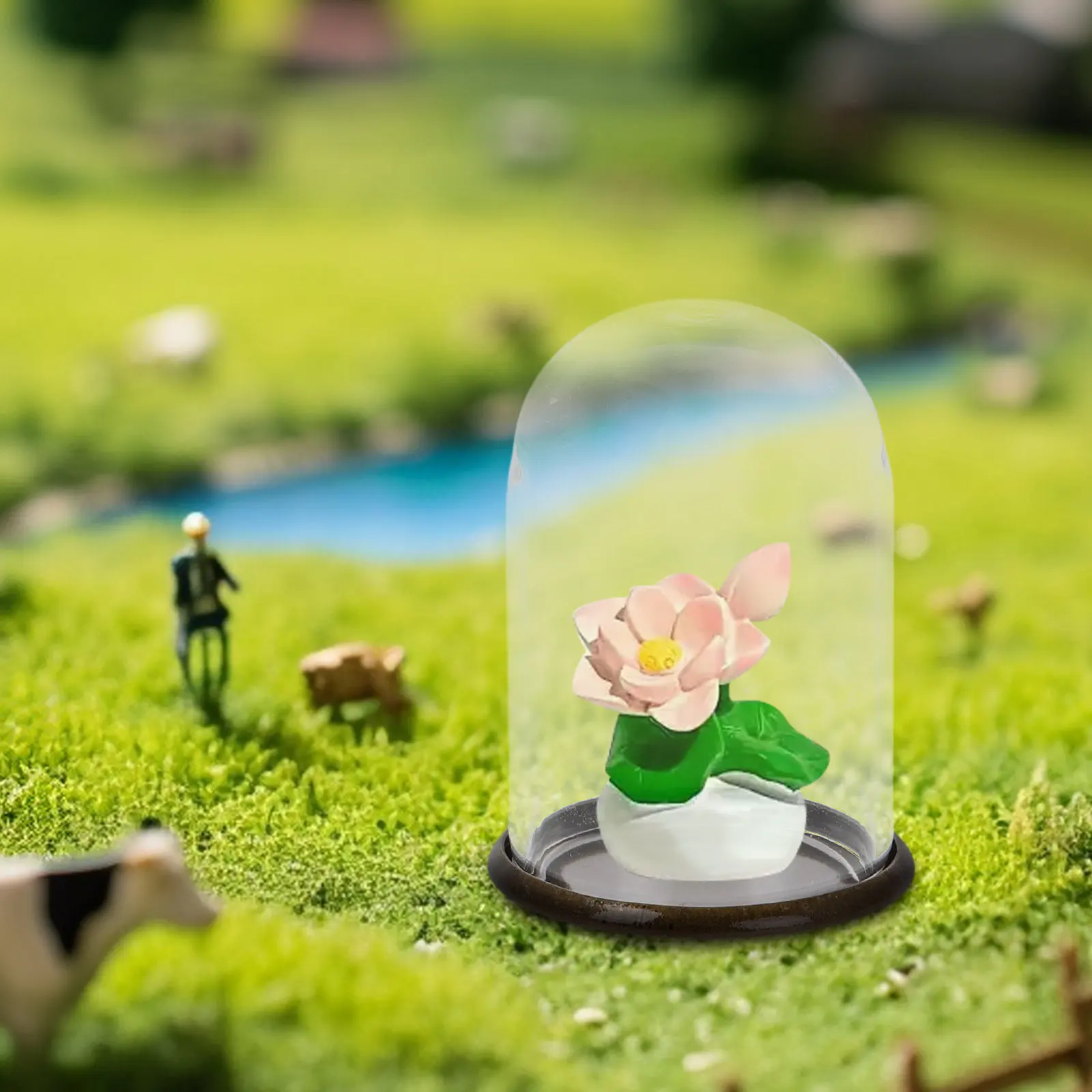 

Набор из 4 миниатюрных стеклянных куполов-колбушек с металлическим основанием для демонстрации, прозрачные, для сохраненных цветов, микроландшафтов и DIY-декора