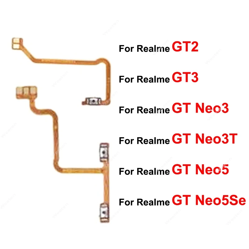 For Realme GT 2 3 Neo 3 3T 5 5Se GT2 Master Volume Power Flex Cable On OFF Power Volume Buttons Flex Ribbon Parts