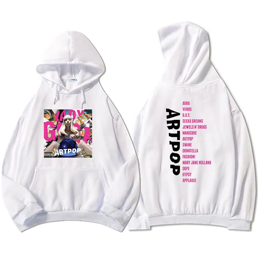 ARTPOP 10 سنوات سيدة غاغا هوديس سوداديراس كم طويل الشتاء بلوزات مريحة الثقيلة المغني العقلية الطباعة هوديي لينة #2