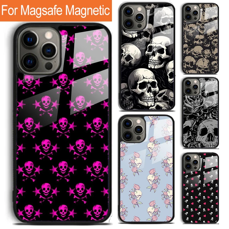 Skull Gothic Creepy Pastel Goth Phone Case For iPhone 16 15 14 13 12 11 Pro Max Plus Magsafe Magnetic Wireless Charging Cover