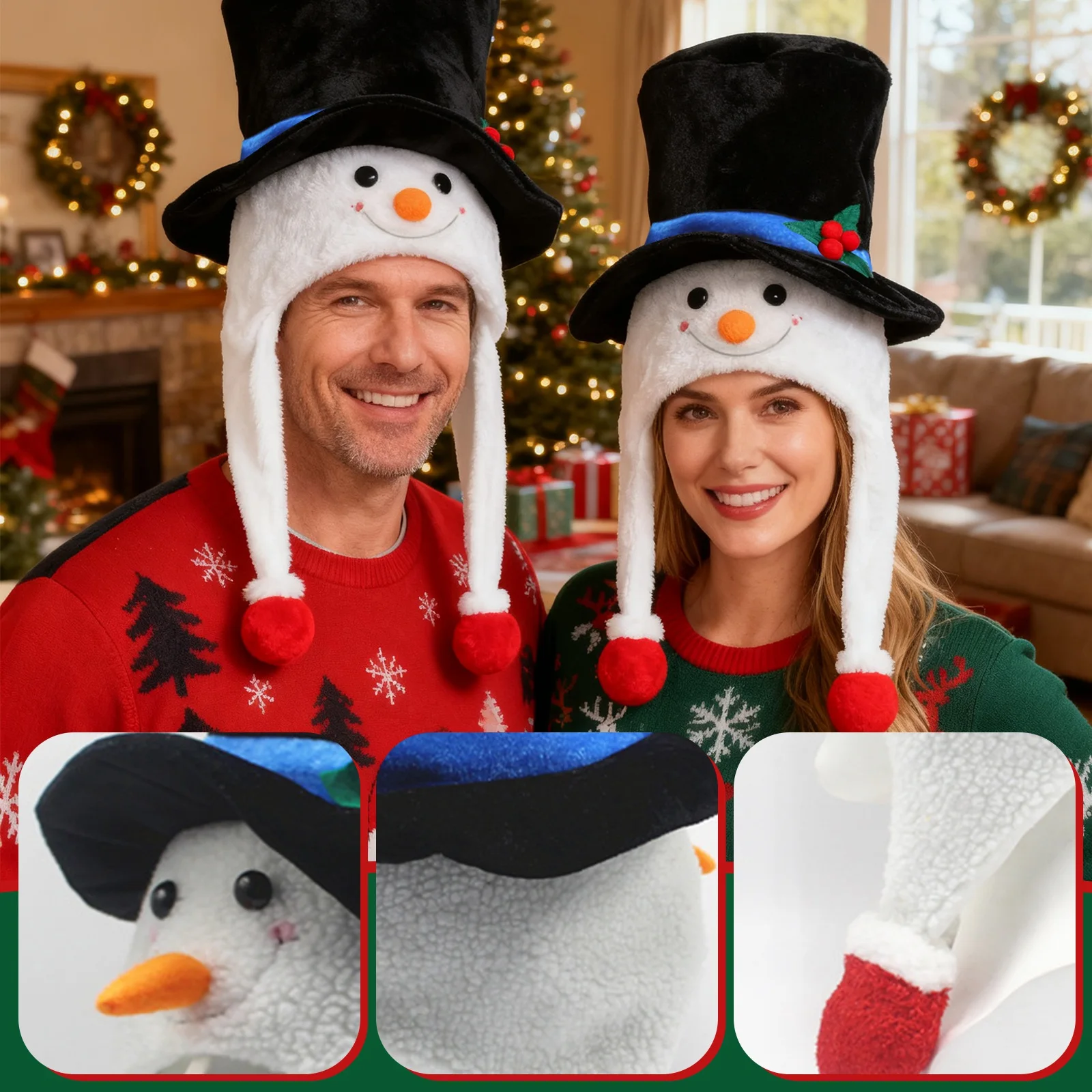 Funny Christmas Snowman Hat Fancy Dress Winter Christmas Top Hat For Stage Performance Navidad Props New Year Decor