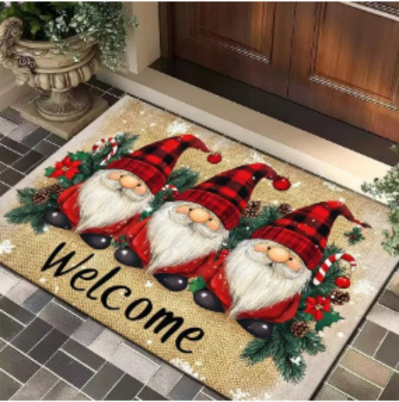 

Cross border Christmas crystal velvet floor mat dirt resistant easy to maintain entrance door decorative mat bathroom floor mat