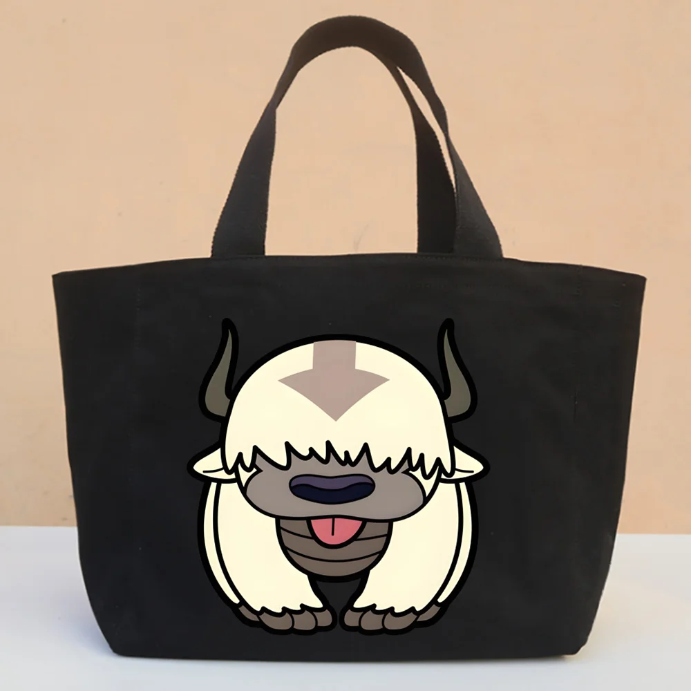 Avatar The Last Airbender Harajuku Art Shopping Black Shopping Bag Print Original Design White Unisex Fashion Travel Canvas Bags