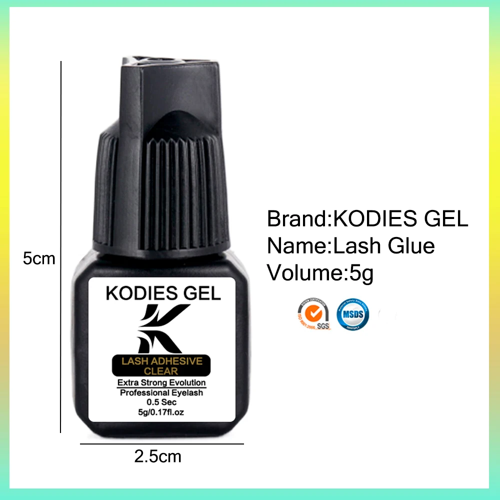 KODIES GEL Clear Eyelash Glue Waterproof Lash Extension Supplies 5ML 0.5 Second Fast Drying Korea Individual Makeup Tools Supply