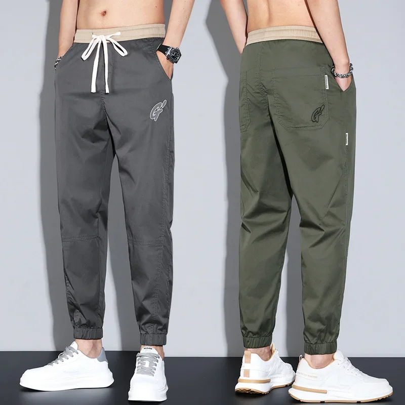 Summer Men's Soft Lyocell Fabric Jogger Pants Casual Male Thin Harajuku Cargo Harem Korean Hip Hop Sweatpants Trousers Plus Size