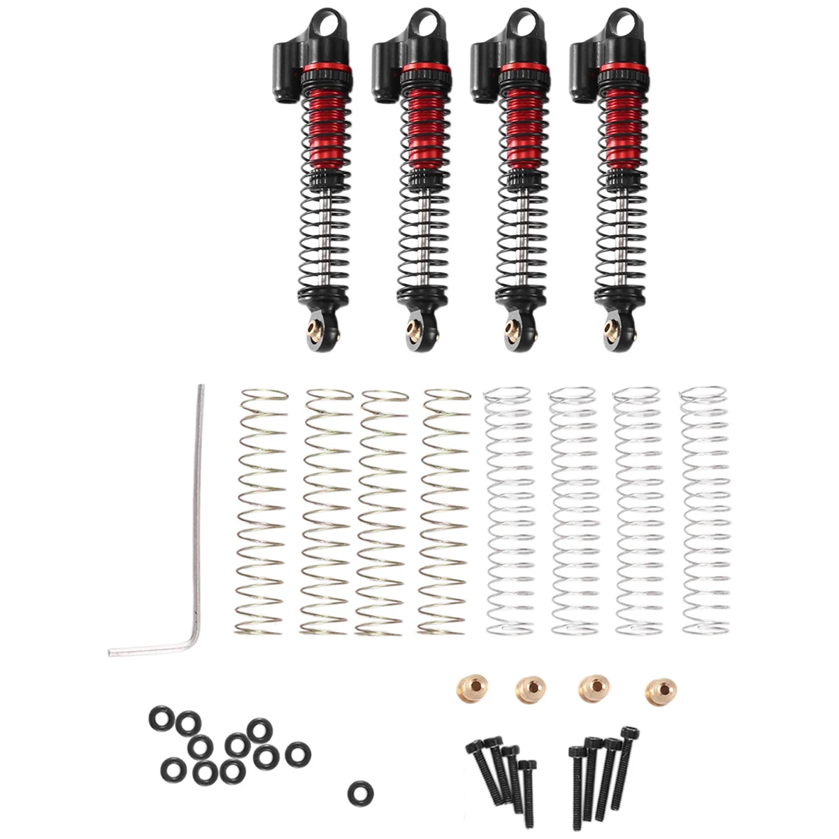 Metal Oil Shock Damper para RC Crawler, Peças de atualização do carro, preto, Axial SCX24, AX24, 1: 24,53mm, 4pcs