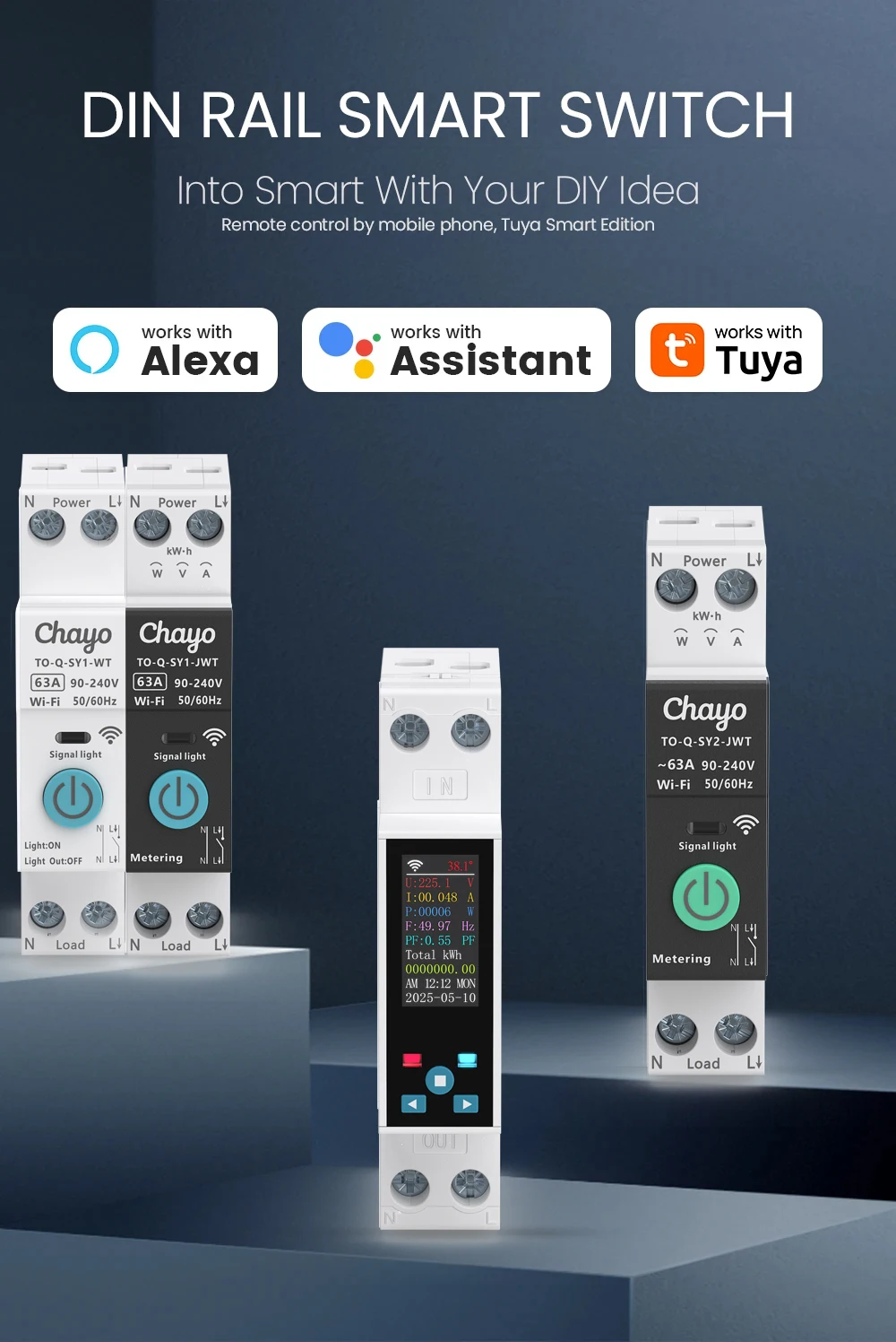 Tuya smart DIN rail switch with mobile phone control