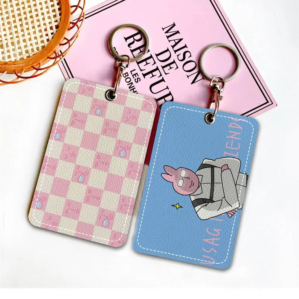 My F-Friend Pink Rabbit Funny Access & Meal Card Holder Keychain Credit ID Bank Card Protective Case Keychain Pendant Fashion