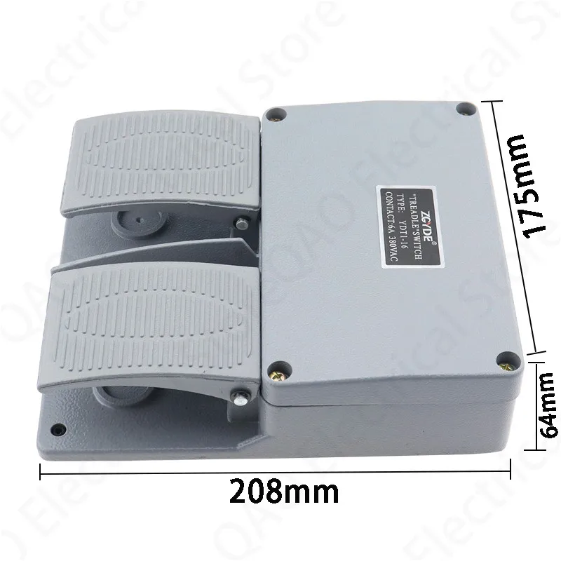 Foot switch YDT1-16 aluminum shell gray double pedal switch machine tool accessories switch