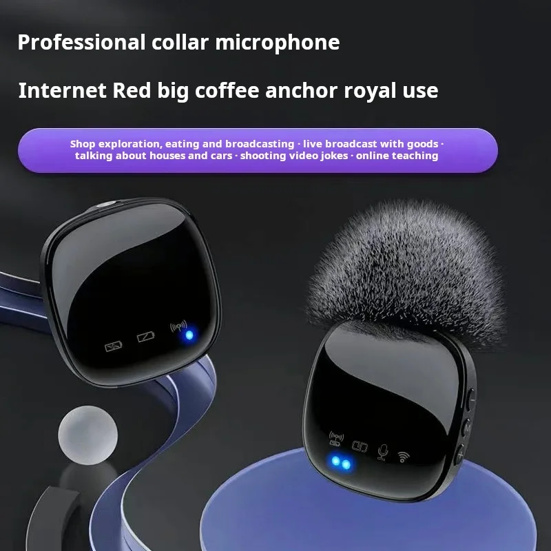 One tow two wireless collars microphone outdoor indoor live recording k song radio noise reduction collars microphone