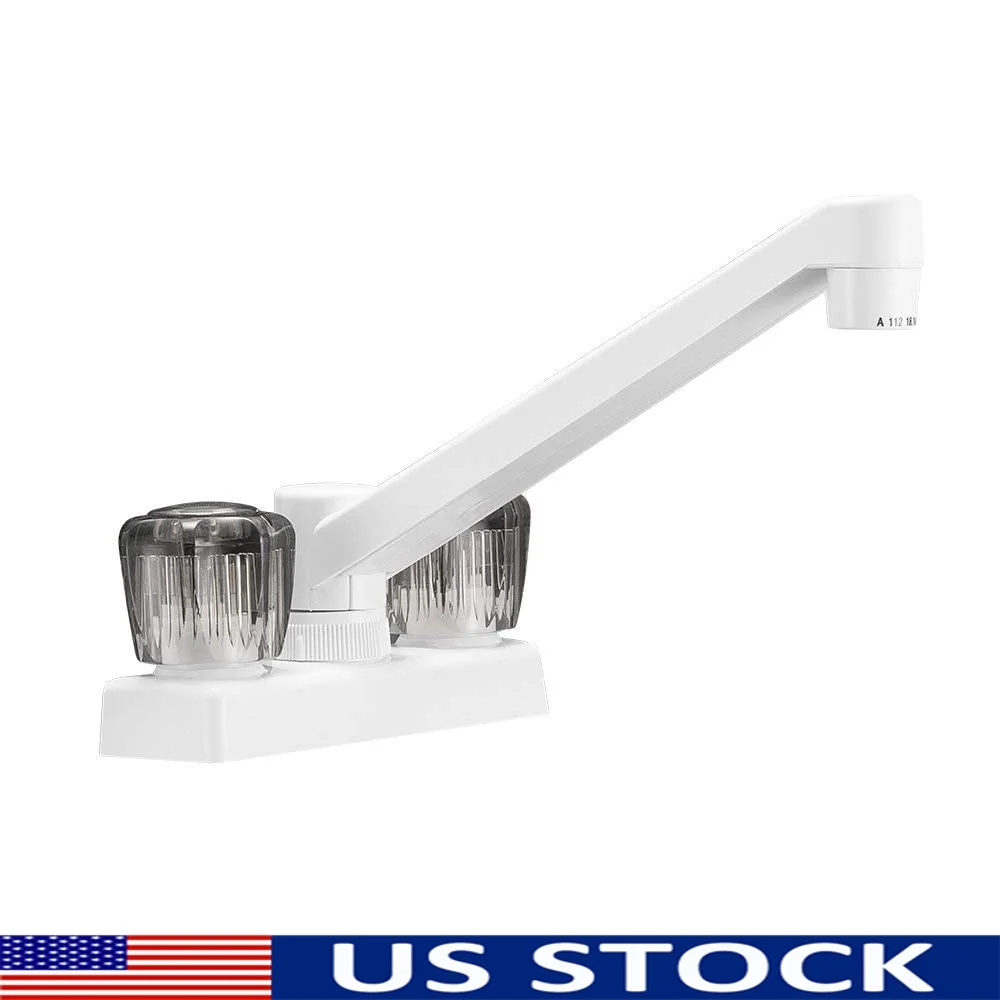 

Смеситель для кухонного бара с двумя ручками и дымчатыми акриловыми ручками. Бесмываемые картриджи без капель. Простая установка. Галобусы для автофургонов.