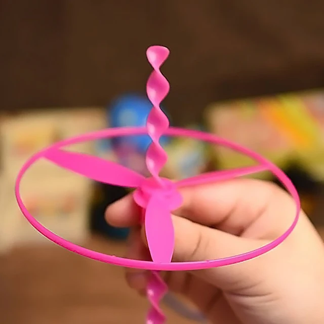 20set/bag Colorful Bamboo Dragonfly Plastic Hand Push Flying Toys 2