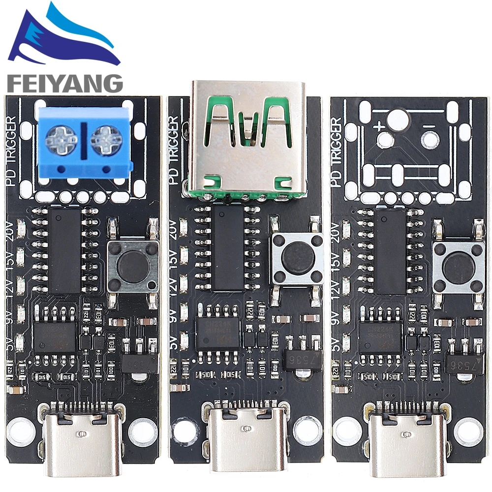 100W 5A USB-C Fast Charge Trigger Board Module PD/QC Decoy Board Fast Charge USB Type-c PD 2.0 3.0 Power Delivery Boost Module