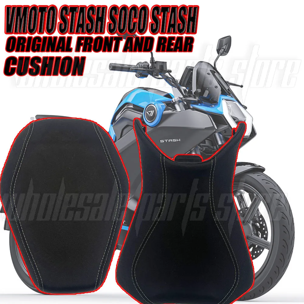 VMoto Stash SOCO STASH Original Front & Rear Cushion Set - Premium Seat Cover for Electric Motorcycle, Black Stitched Design