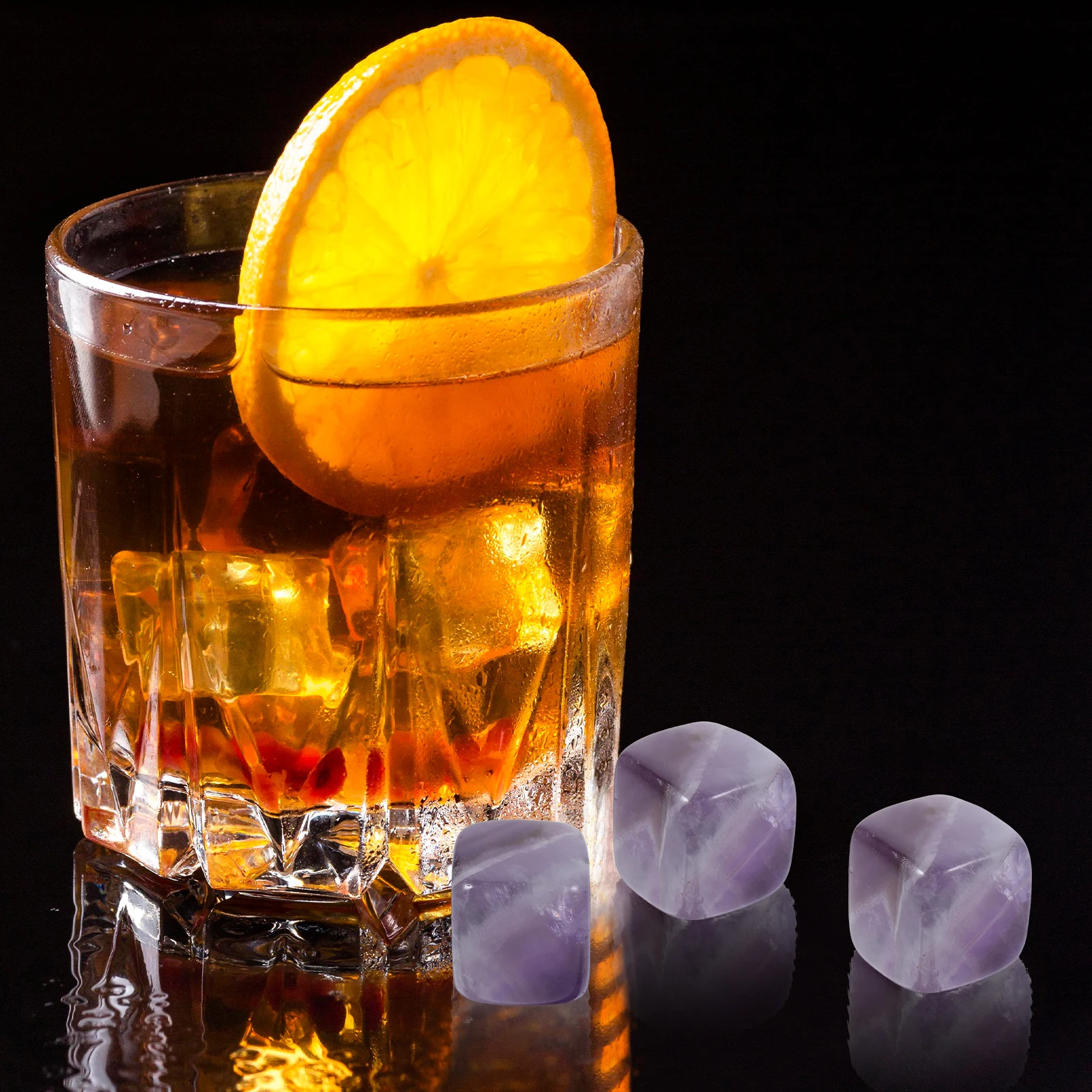 

6 Pcs Purple Crystal Whiskey Ice Cubes 0 7 0 8 Inch Reusable Stones Gifts For Ladies Bar Accessories Drink Cooling