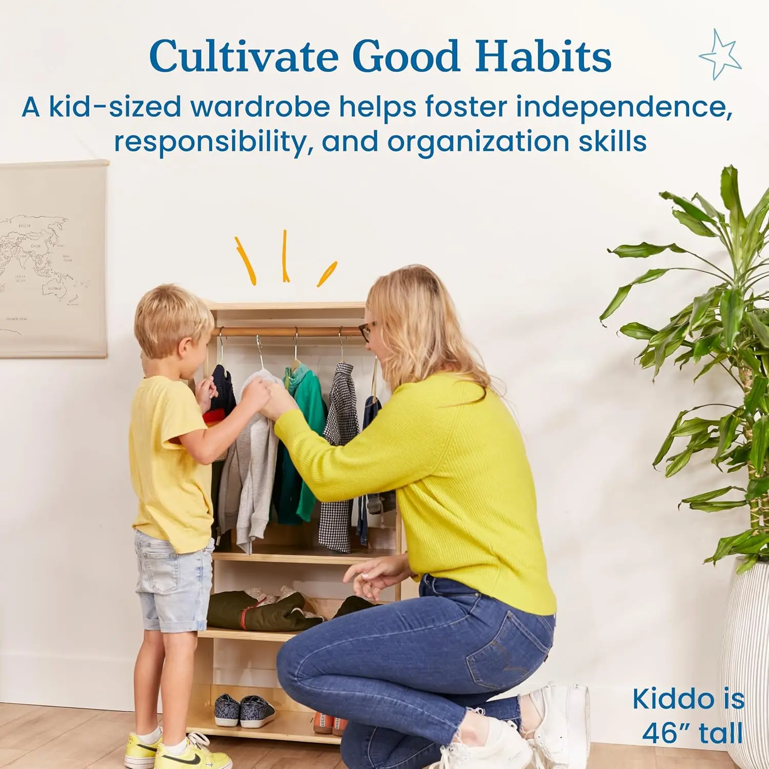 Вешалка для одежды, Детский гардероб, Натуральный