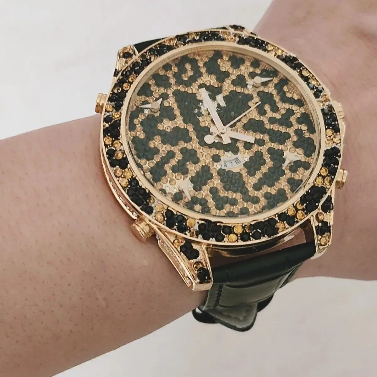 Montre à Quartz pour hommes, montre à Quartz pour femmes, montre de ceinture à grande plaque en strass pour garçons et filles