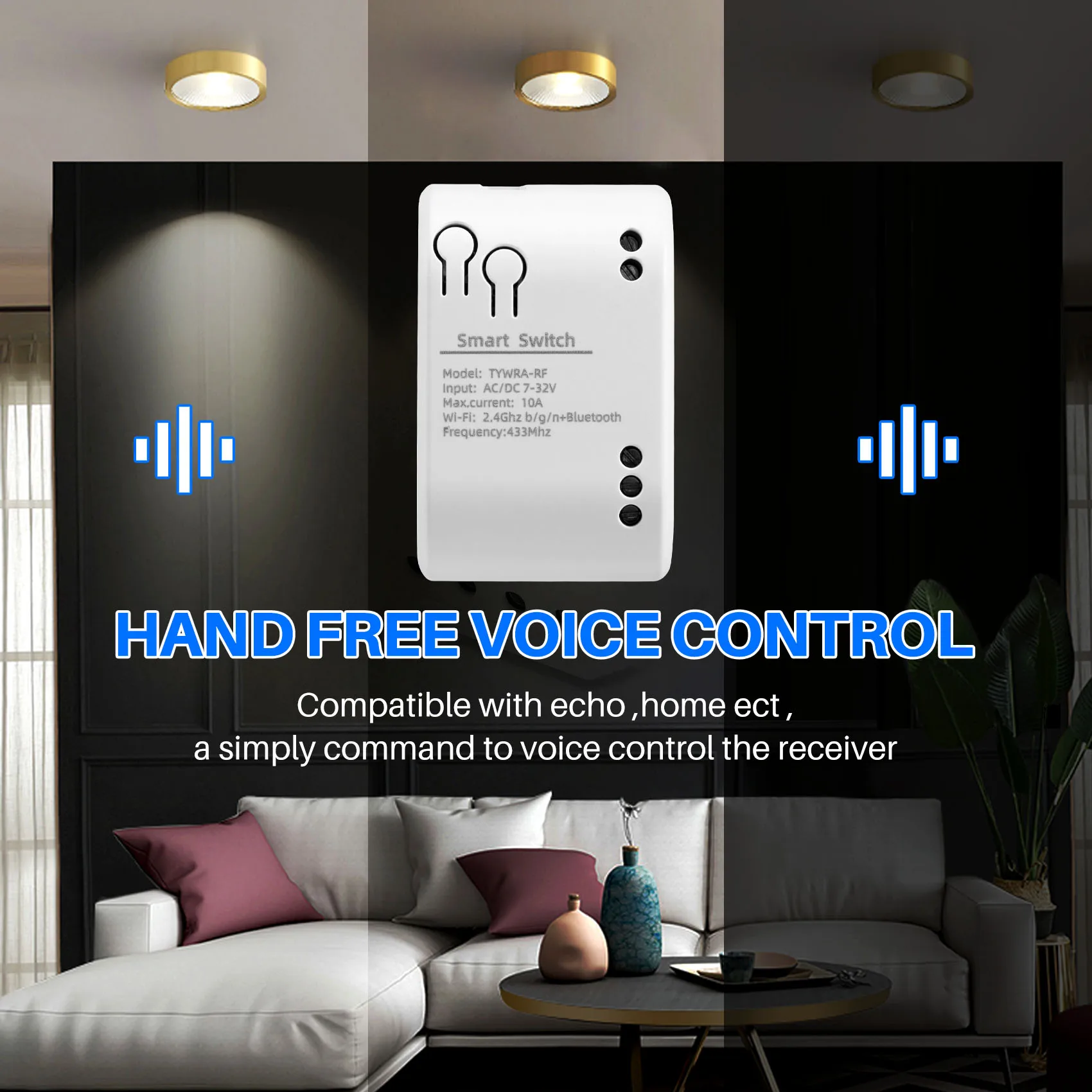 DT21 1CH RF Smart Switch WiFi Tuya 433MHz Light Switch 7-32V AC DC 10A Relay Self-Locking Interlock Inching for Alexa for