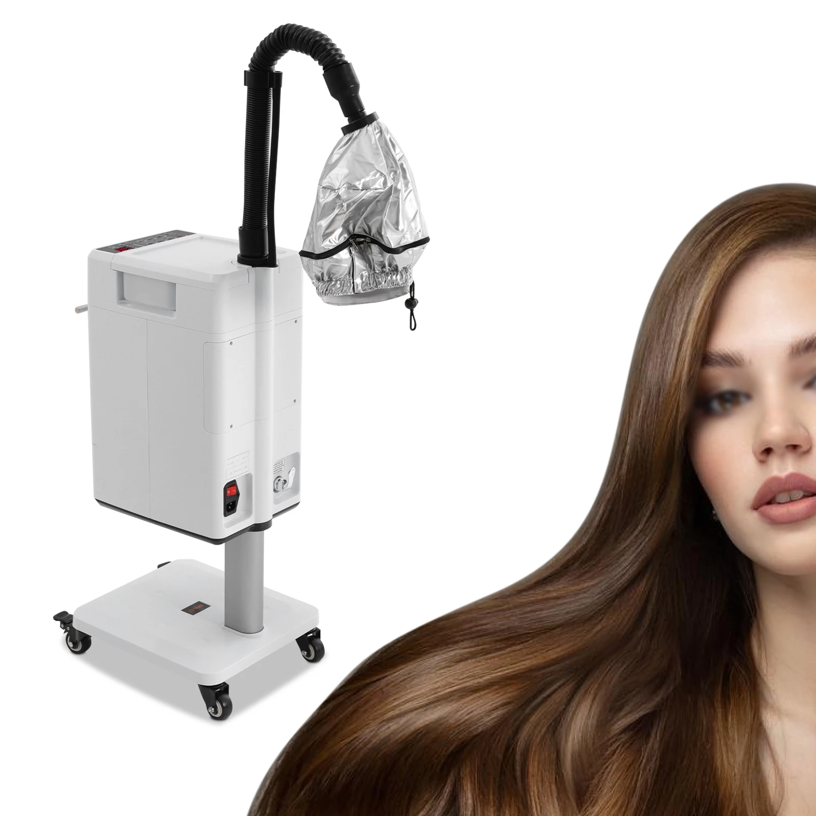 

Нано-отпариватель для волос 500 Вт, 6 режимов химической завивки/окрашивания, ремонт секущихся кончиков, регулируемая температура/туман, колеса и большой резервуар для домашнего/салона