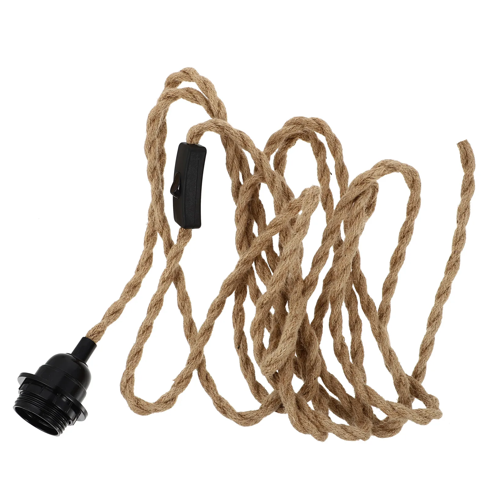 

Retro Hemp Rope Light Wire DIY Pendant Kit Hanging Lamp Accessory Durable Plug Lamp Head Vintage Industrial Charm Decor