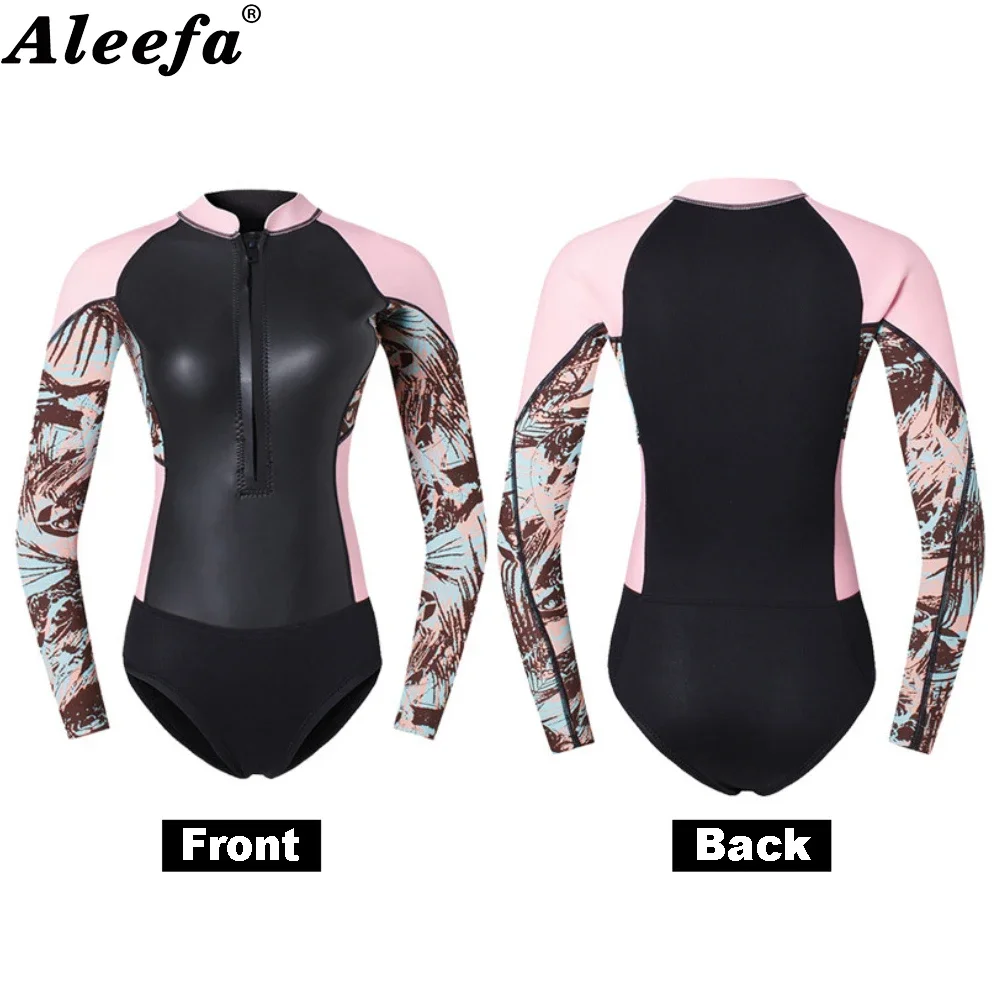 Women 2mm long sleeve Wetsuit jacket One Piece Swimsuit Surf Snorkeling Deep Diving Warm Jellyfish Suit