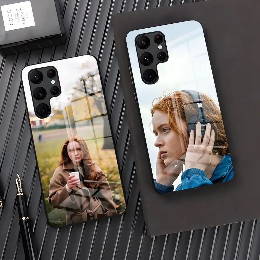Чехол для телефона с изображением актрисы Сэди Синк для Samsung S26 S25 Plus S20 S20 Plus S22 Ultra S23 FE S21 Plus S21 Ultra, стеклянная накладка