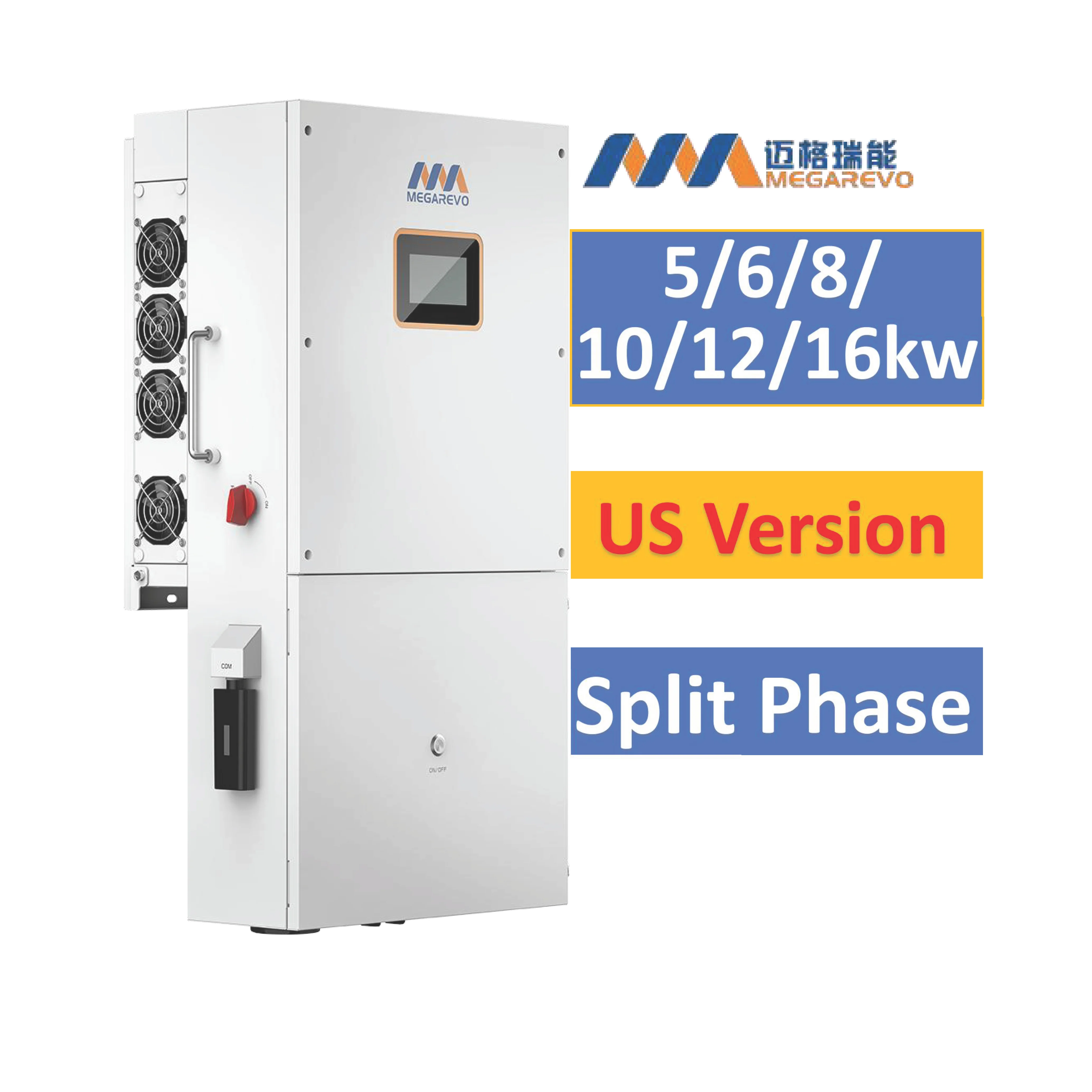 

Megarevo US Version R12KLNA R16KLNA 12kw 16kw Split Phase Hybrid Solar Inverter 5kw 6kw 8kw 10kw 12kw 16kw