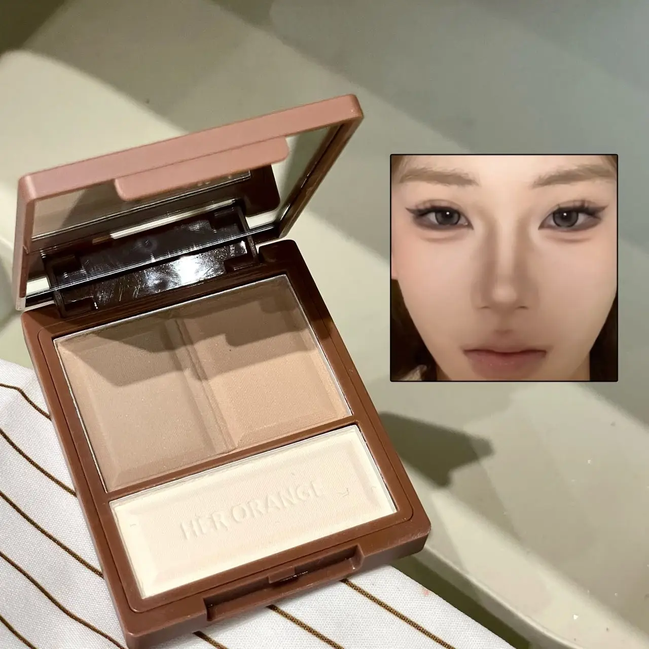 Herorange 3-Farben Kontur-Puder Matte Farbtöne Natürlicher Blend-Effekt für Nase und Wangen Tägliches und Party-Make-up
