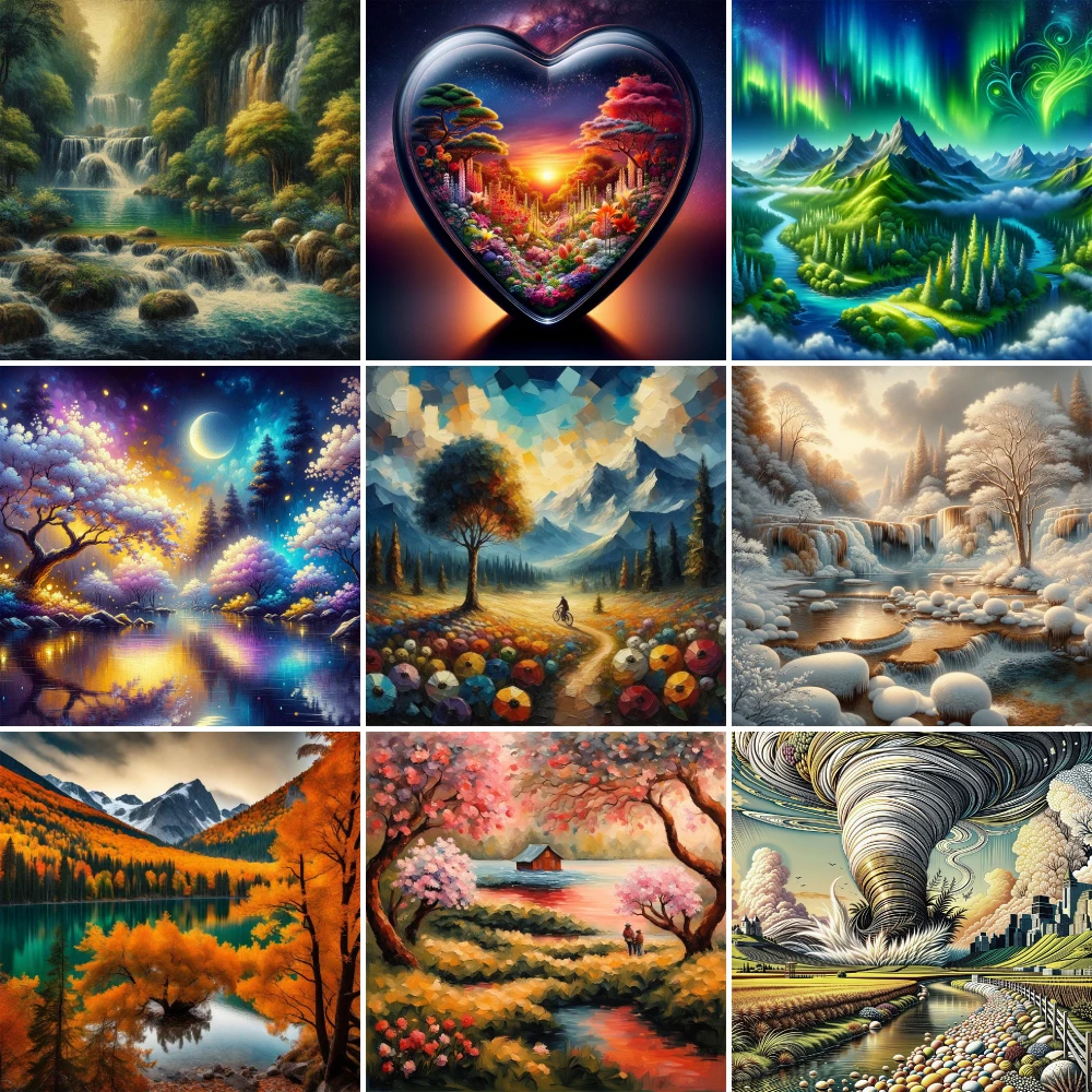 Landscape Fantasy Nature Printed Canvas Cross Stitch Patterns Embroidery Hobby Handiwork Craft Painting Stamped Sales Home Decor