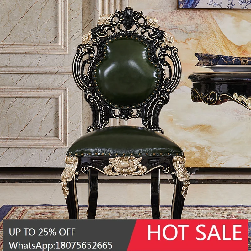 

HLZ European Style Solid Wood Dining Chair Home Use Full Oak Carved American Style Dining Chair Executive Office Chair