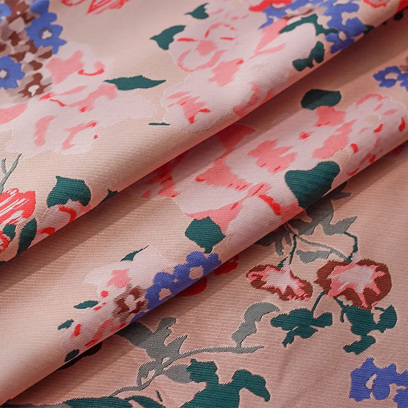 

Trumpet Flower Pink Twill Yarn Dyed Jacquard Fabric Retro Women's Suit Dress Making Fabric