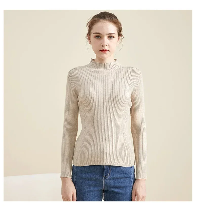 Yuyue Autumn and Winter Silk Cashmere Blended Turtleneck Sweater Women's Korean Version Fashion Slim-fit Pullover Long-sleeved F