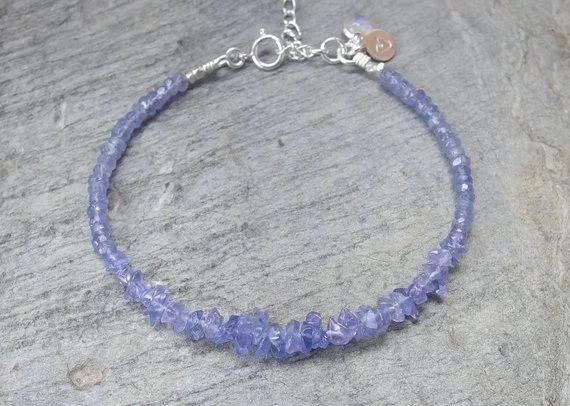 Tanzanite bracelet Crystal bracelet Tanzanite jewelry December Birthstone Crystal jewelry Gemstone bracelet Beaded bracelet