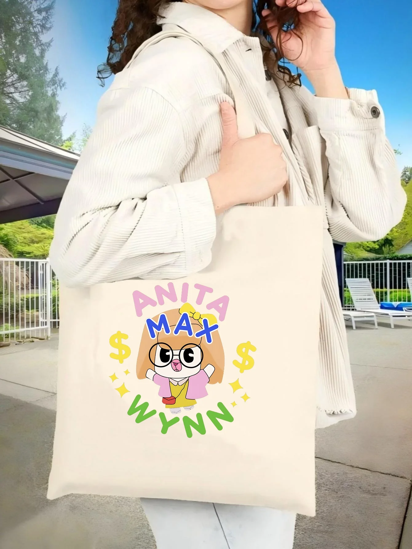 ANITA MAX WYNN 2026 Neu eingetroffene Unisex-Einkaufstasche aus Segeltuch, geräumig, langlebig, wiederverwendbar, vielseitig einsetzbar, Schultertasche für den Alltag/Reisen