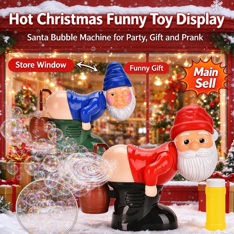 Electric Santa Fart Bubble Machine Automatic Bubble Blower with Colorful Light Music, Funny Christmas Halloween Party Ornament
