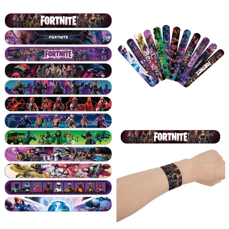 12Pcs/Set Hot Fortnites Series Bracelet PVC Snap Circle Cartoon Pat Circle Bracelet Children Fun Gifts Toys view 2